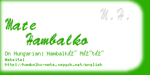 mate hambalko business card